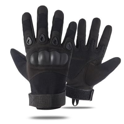 HHADEK Riding Gloves for Bike Motorcycle, Full & Half Finger Bike Gloves with Hard Case, Protective Anti-Slip Motorbike Gloves for Cycling Motorcycle Hiking Climbing Lumbering (L Full Finger, Black) - Image 1