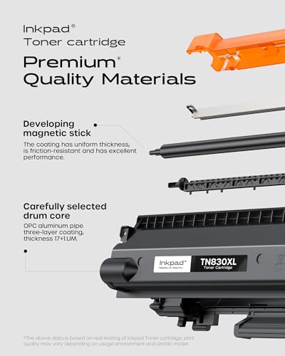 iNKPAD TN830XL Compatible Toner Cartridge High Yield Replacement for Brother TN830XL TN830 Compatible with HL-L2460DW DCP-L2640DW MFC-L2820DW HL-L2420DW HL-L2405W Printers (2 Black) - Image 5