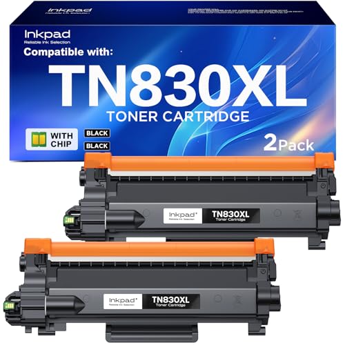 iNKPAD TN830XL Compatible Toner Cartridge High Yield Replacement for Brother TN830XL TN830 Compatible with HL-L2460DW DCP-L2640DW MFC-L2820DW HL-L2420DW HL-L2405W Printers (2 Black) - Image 1