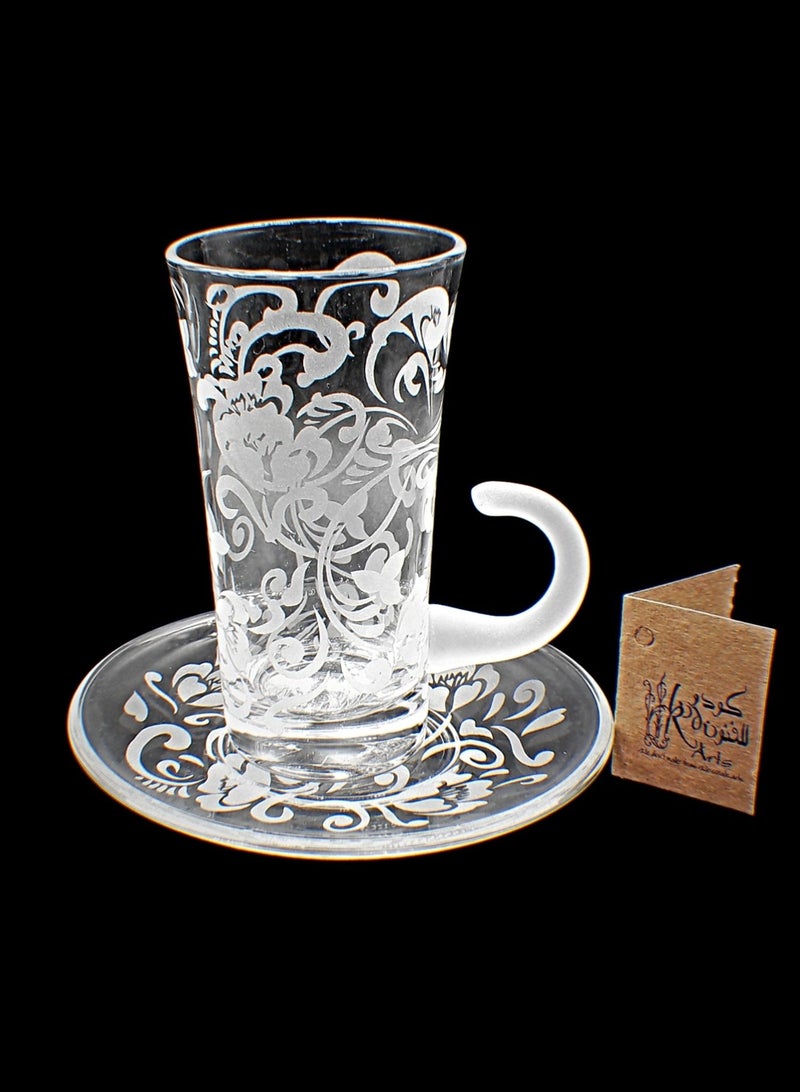 كودو آرتس طقم فناجين شاي مع صحن زجاج 6 قطع - Image 3