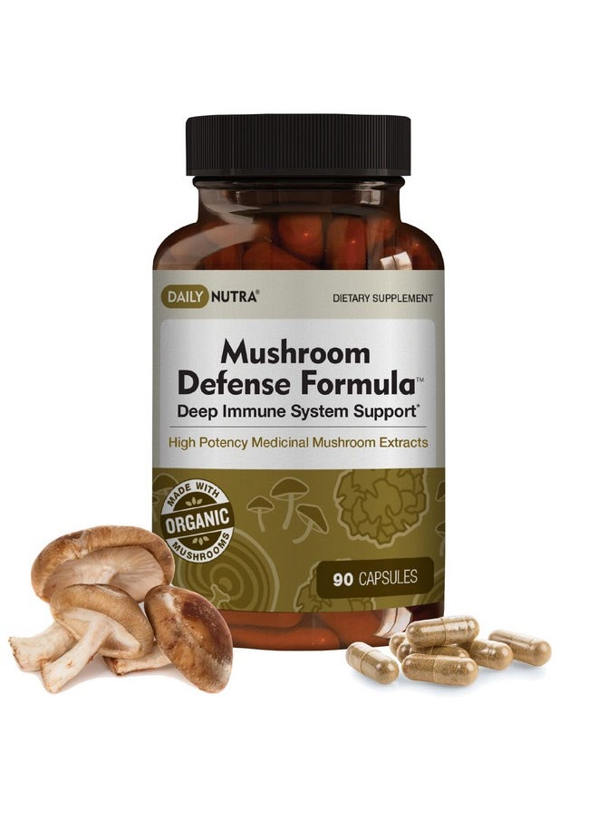 DailyNutra Mushroom Defense Formula Immune Support Supplement  Organic Mushrooms Hot Water Extracted Reishi Chaga Maitake Shiitake  Turkey Tail 90 Capsules  - Image 1