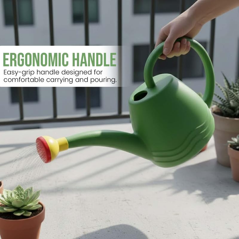Bianco Premium Plastic Watering Can for Plants with Extra Nozzle (Green) (1.8 litres) - Image 4