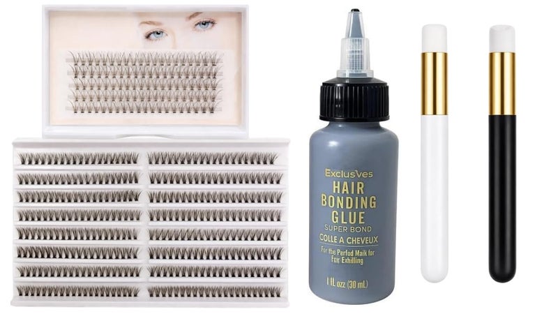 DIY Lash Styling Kit with LC123 One by One Lash Tray, 30D One by One Lash Tray, 2 Lash Shampoo Brushes and 1 Lash Glue for Lash Routine Use