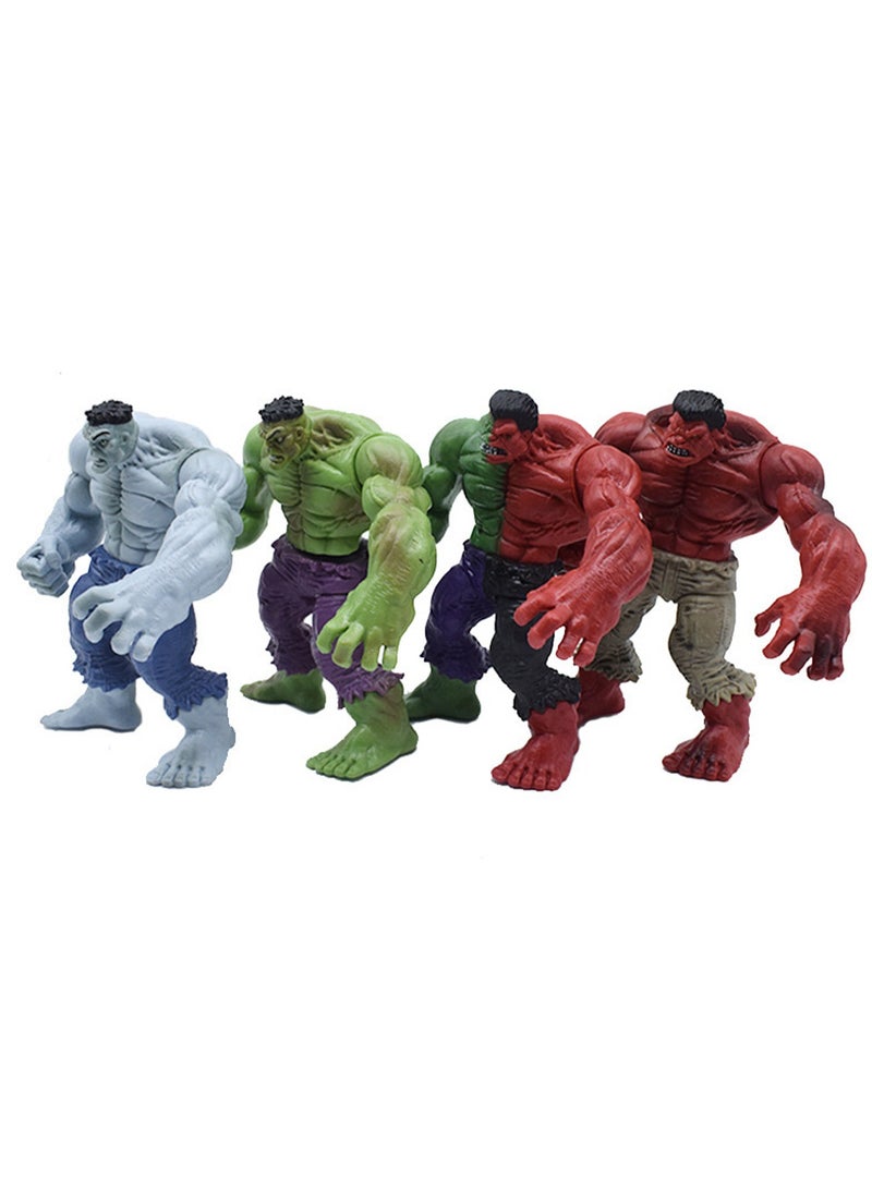 سكمي 4 قطع من دمية سوبر هيرو هالك، 4.52 بوصة، لون مركب رمادي أحمر أخضر، ألعاب تزيين الحفلات، ديكور الغرفة والمقتنيات لمحبي الرسوم المتحركة - Image 4