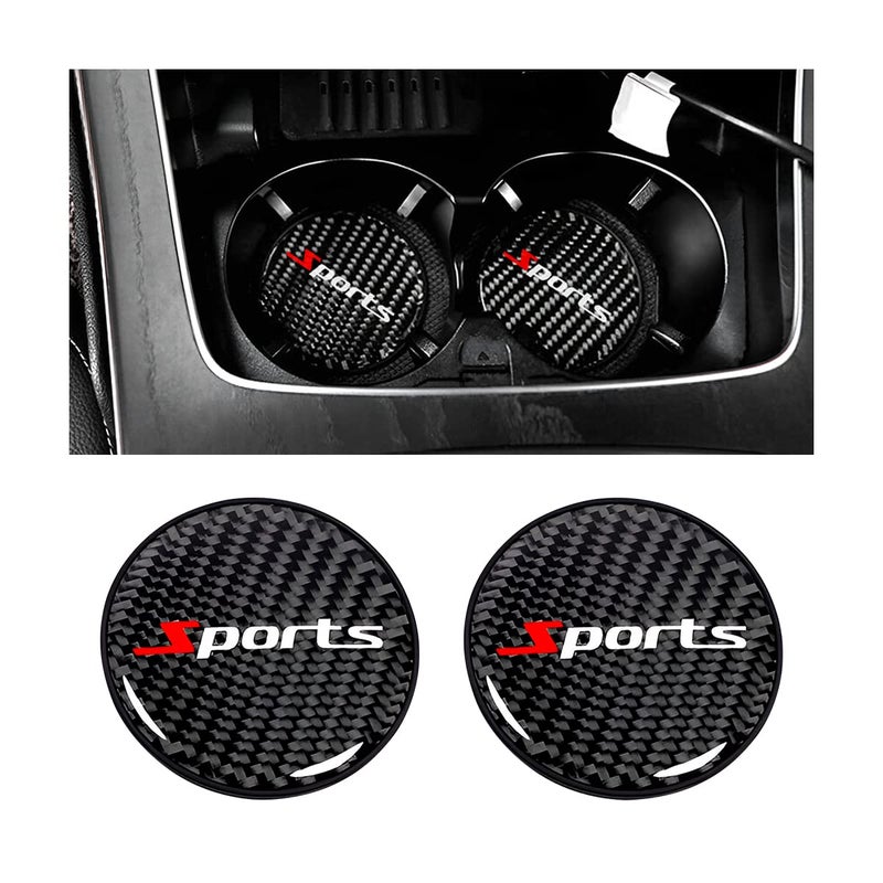 BESULEN Car Cup Holder Coaster 2 PCS Carbon Fiber NonSlip Embedded Coasters Universal 275 Inch Cup Holder Insert Coaster Pad Sports Racing Durable Drink Mat Car Interior Accessories - Image 3
