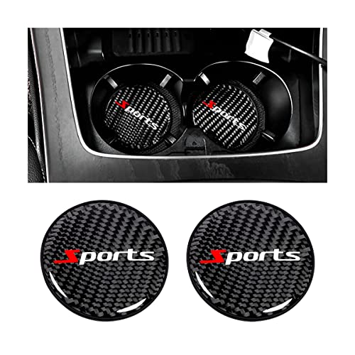 BESULEN Car Cup Holder Coaster 2 PCS Carbon Fiber NonSlip Embedded Coasters Universal 275 Inch Cup Holder Insert Coaster Pad Sports Racing Durable Drink Mat Car Interior Accessories - Image 1