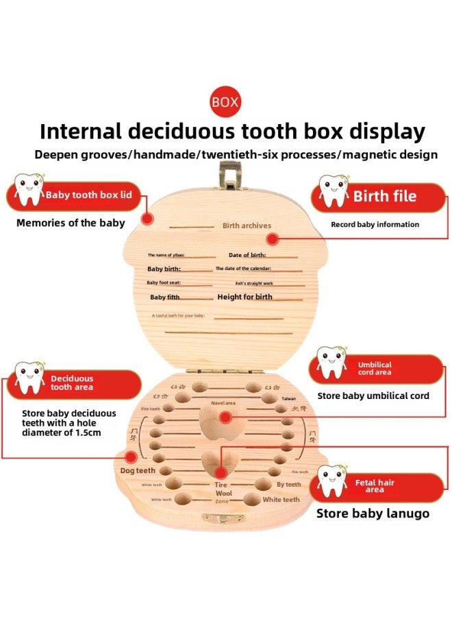 H Children's Teeth Box Teeth Replacement Collection Box Fetal Hair Storage Box Boys And Girls Teeth Replacement Teeth Dropped Memorial Teeth Storage Y-Color:Upgraded Painted Model  With Fetal Hair Bottle + Umbilical Cord Bottle + Tweezers + Cotton-Specifications:See Details  - Image 5