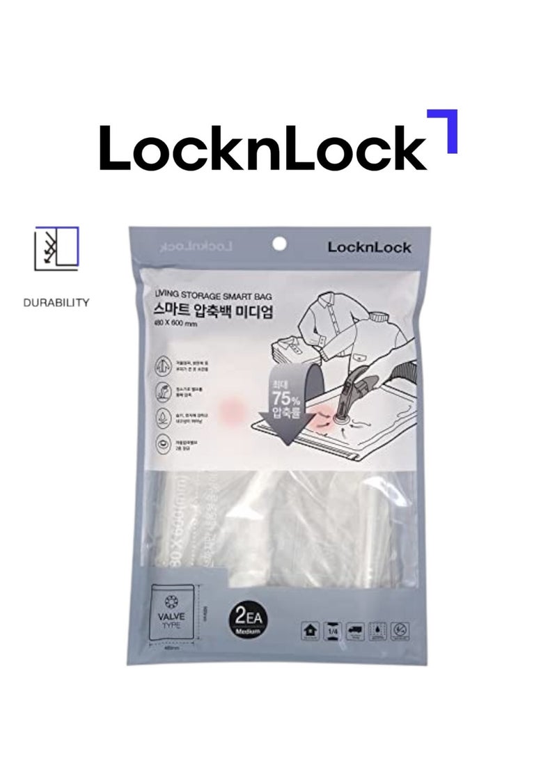 LocknLock Smart Bag Multi 2P Set Medium, - Transparent, Durable, Waterproof, Space-Saving Storage Solution