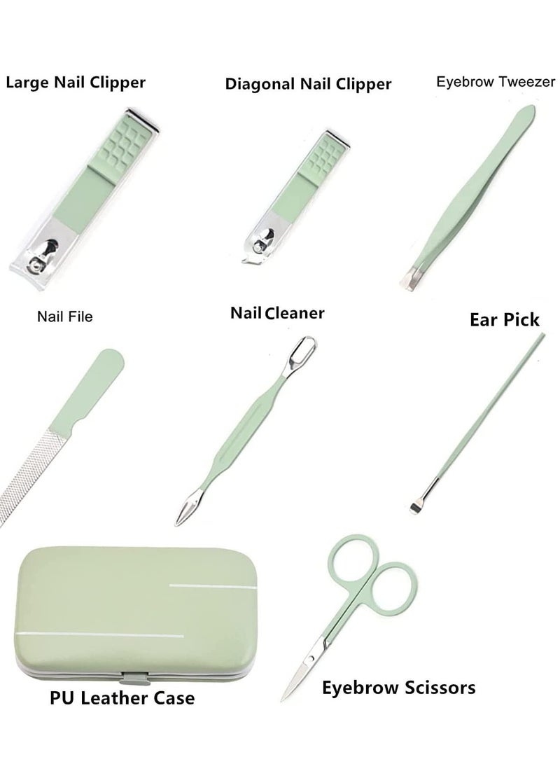 SOLARAE Manicure Set Men Women Nail Clipper Set 8in1 Stainless Steel Toe Finger Nail Clipper Personal Care Tools with Portable Travel Case Pedicure Tools Grooming Kit Gifts for Men Women Wife Family Friend - Image 2