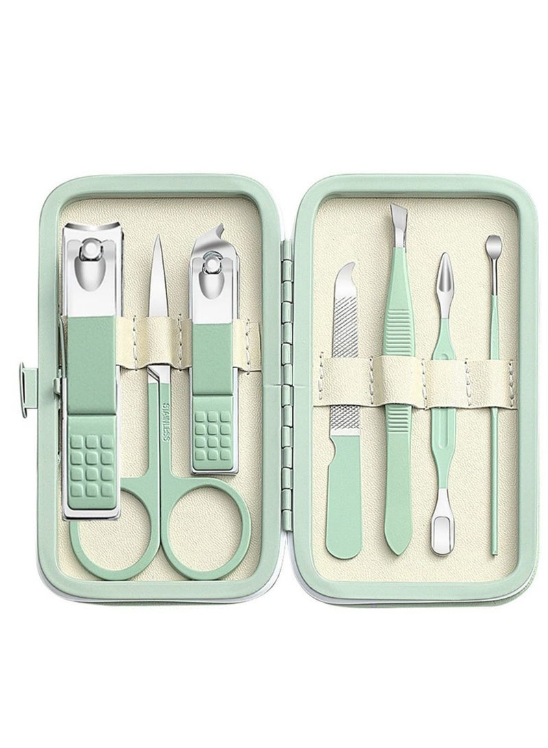 SOLARAE Manicure Set Men Women Nail Clipper Set 8in1 Stainless Steel Toe Finger Nail Clipper Personal Care Tools with Portable Travel Case Pedicure Tools Grooming Kit Gifts for Men Women Wife Family Friend - Image 1