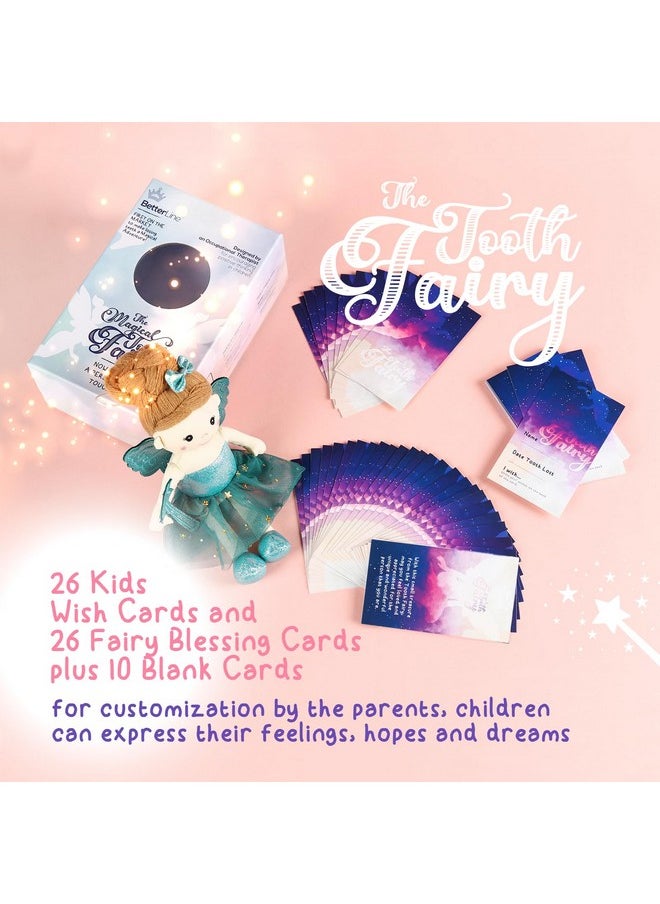BETTERLINE BETTERLINE Tooth Fairy Doll with 26 Blessing Cards, Tooth Fairy Doll with Tooth Holder & Magical Wand, Lost Tooth Keepsake, Kids Tooth Fairy Gifts for Girl & Boy  - Image 2