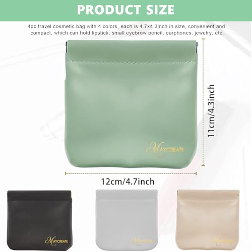 MAYCREATE 4Pcs Pocket Cosmetic Bag Small Pouches For Women Waterproof Pu Makeup Bags Travel Organizer For Coin Purse, Lipstick Headphones, Jewelry Accessories - No Zipper, Self-Closing, Assorted - Image 2