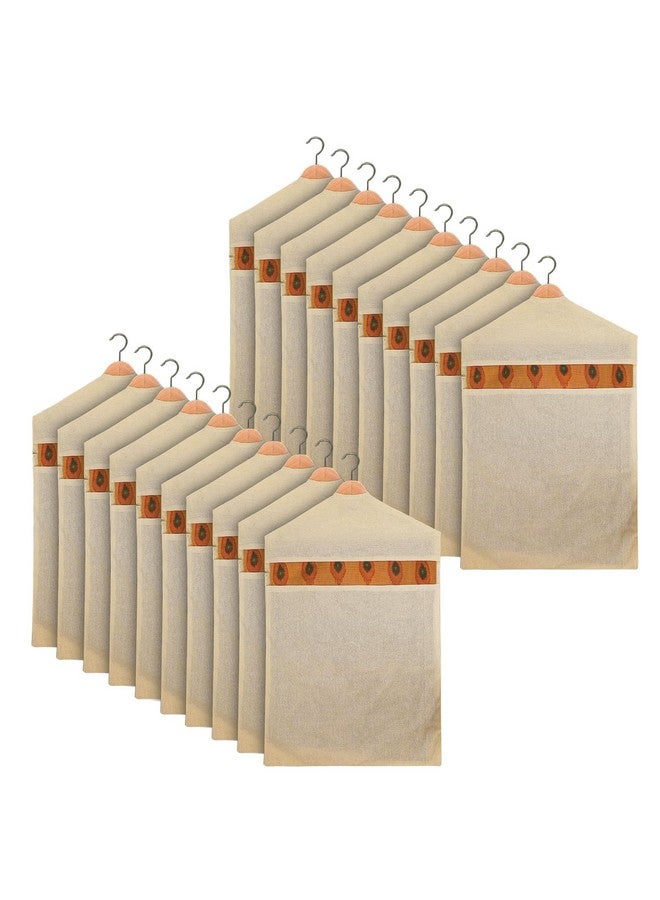 Kuber Industries Hanging Saree Bag | Cotton Clothes Bags for Storage | Hanging Cotton Saree Covers | Mesh Window Cloth Storage Bag | Saree Stoarge Covers with Zip | Pack of 20 | Cream - Image 1