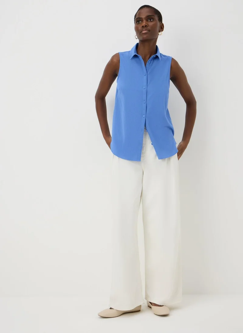 Matalan Blue Sleeveless Clipper Shirt