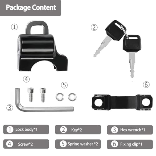 HETZON SALES Motorcycle Helmet Lock，Motorbike Accessories,Bike Handlebar Tubing Helmet Lock,Anti-Theft Helmet Safety Lock Metal 22mm-26mm Black with 2 Keys Motorcycle Accessories - Image 3