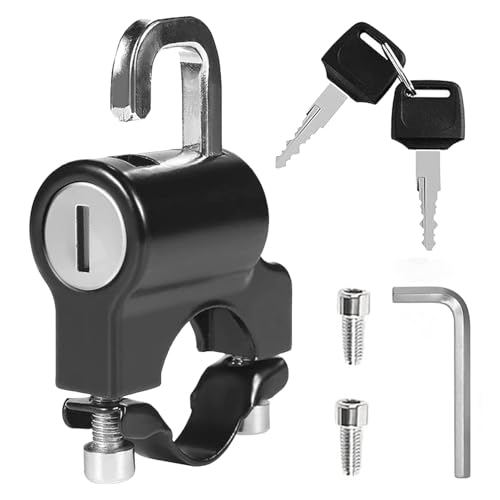 HETZON SALES Motorcycle Helmet Lock，Motorbike Accessories,Bike Handlebar Tubing Helmet Lock,Anti-Theft Helmet Safety Lock Metal 22mm-26mm Black with 2 Keys Motorcycle Accessories - Image 1