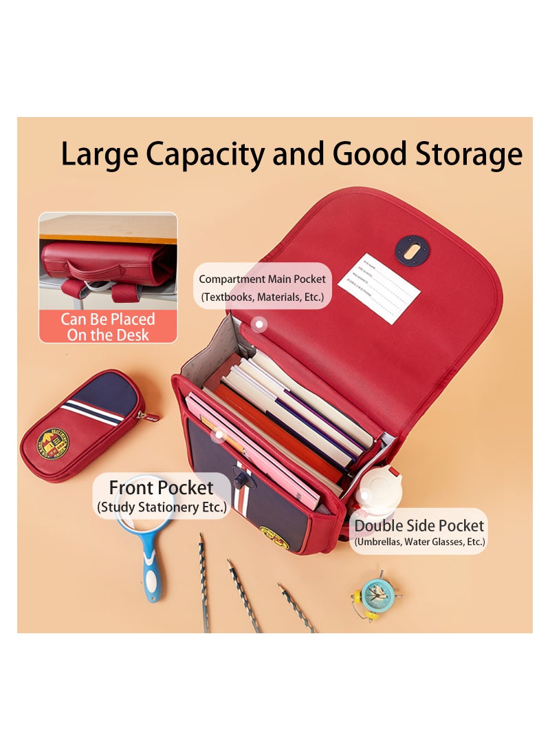 Nohoo حقيبة ظهر مدرسية أفقية لحماية العمود الفقري من نوهو لطلاب المرحلة الابتدائية من 0-5 سنوات - حمراء - Image 4