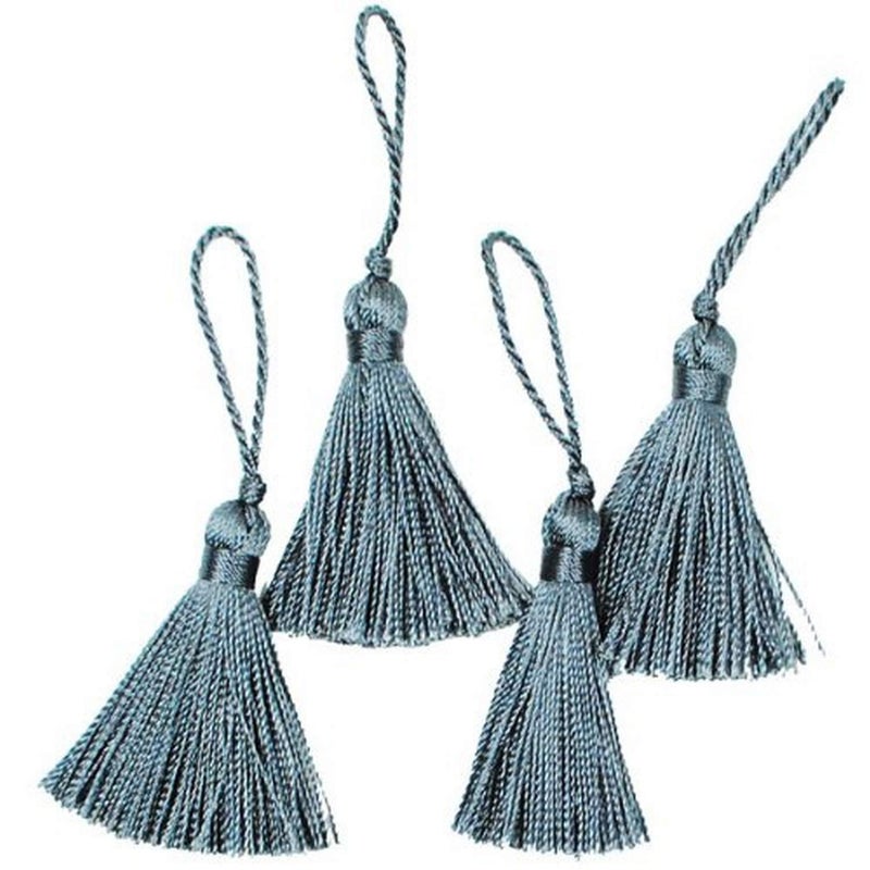 Expo International 2 Key Pack of 4 Mini Fiber Tassel Pewter 4 Count