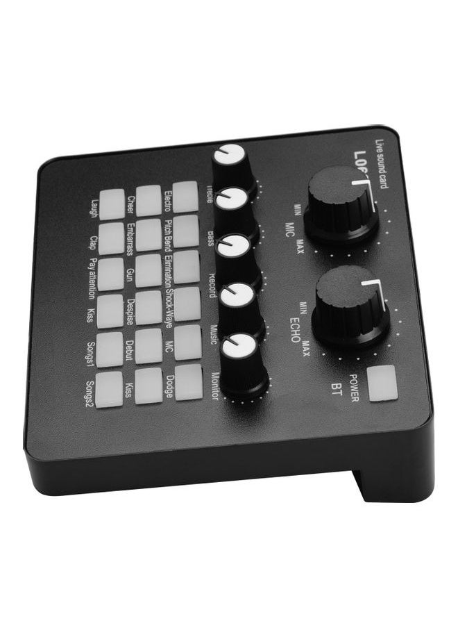 Generic Mini Rechargeable Live Sound Card Voice Changer Device With Built-in Multiple Sound Effects And Earphone Lavalier Microphone Black  - Image 1