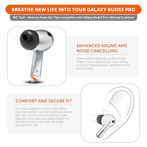 WC TipZ Galaxy - Upgraded Galaxy Buds 3 Pro Memory Foam Ear Tips by Wicked Cushions | Improved Comfort, Tighter Seal & Better Foam Rebound Time for Samsung Galaxy Buds Pro 3 | Black - Image 3
