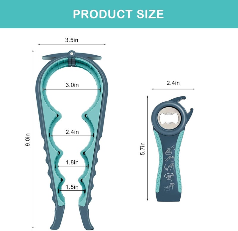 HUMANFUN Jar Opener for Weak Hands, Seniors with Arthritis, 5 in 1 Multi Function Bottle Opener Lid Opener For Arthritic Hands - Image 2