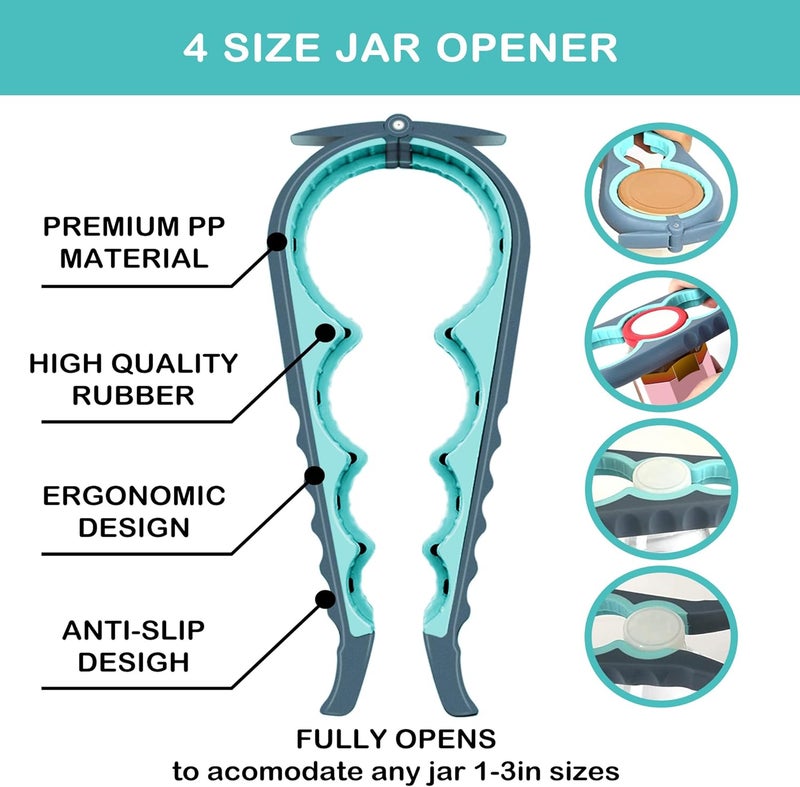 HUMANFUN Jar Opener for Weak Hands, Seniors with Arthritis, 5 in 1 Multi Function Bottle Opener Lid Opener For Arthritic Hands - Image 3