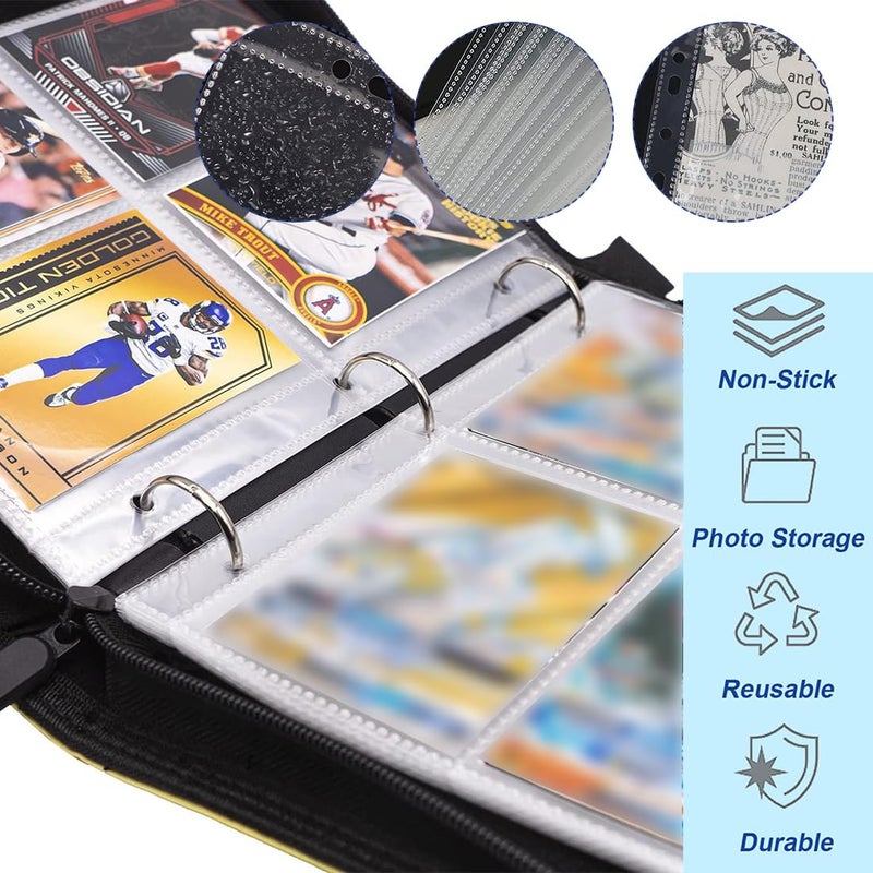 YSYONM Photocard Sleeves 50 Pack 400 Pockets 6 Ring A5 Binder Sleeves 2.5x3.5 Inch Double-Sided 4 Pocket Page Protector for Game Cards, Photos, Postcards - Image 3