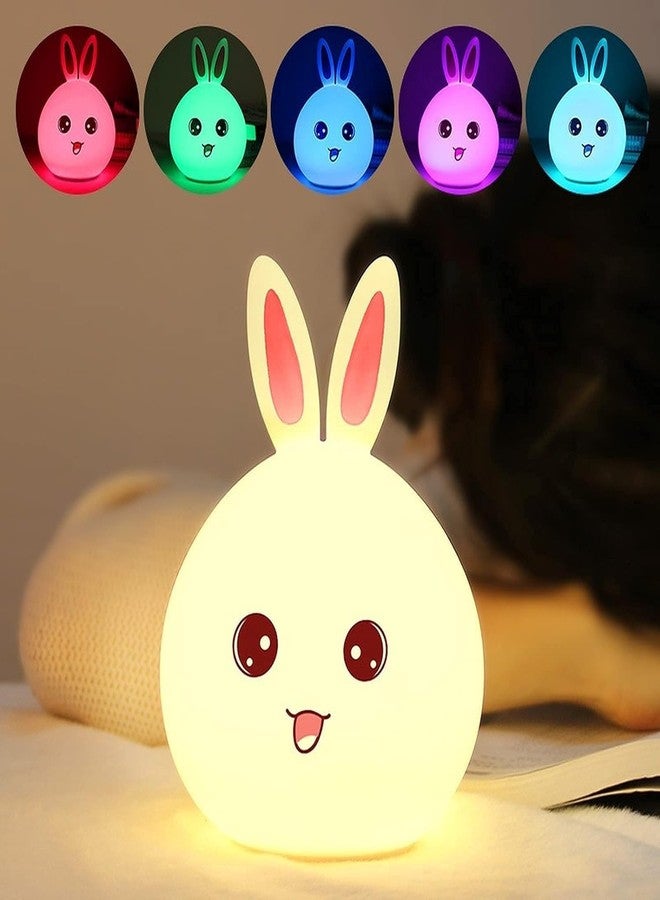Pamidhar Cute Big Face Rabbit Silicone Beside Night Light for Children, Color Changing Lamp for Toddlers, Portable and Rechargeable, Perfect Decoration for Bedroom, Gift for Children (Multicolor) - Image 5