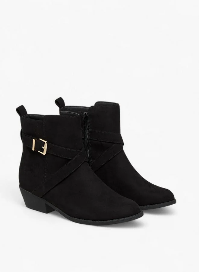 Flora Bella By Shoexpress Solid Ankle Boots with Zip Closure
