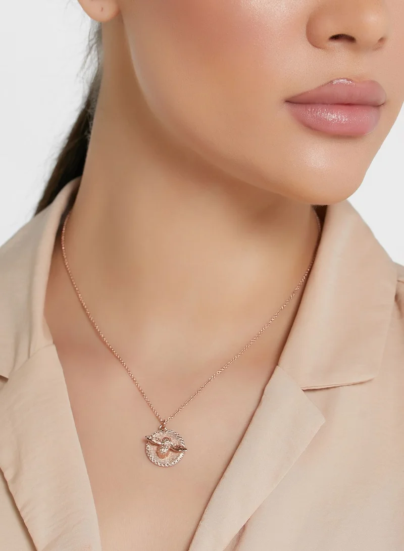 OLIVIA BURTON Embellished Round Pendant Necklace