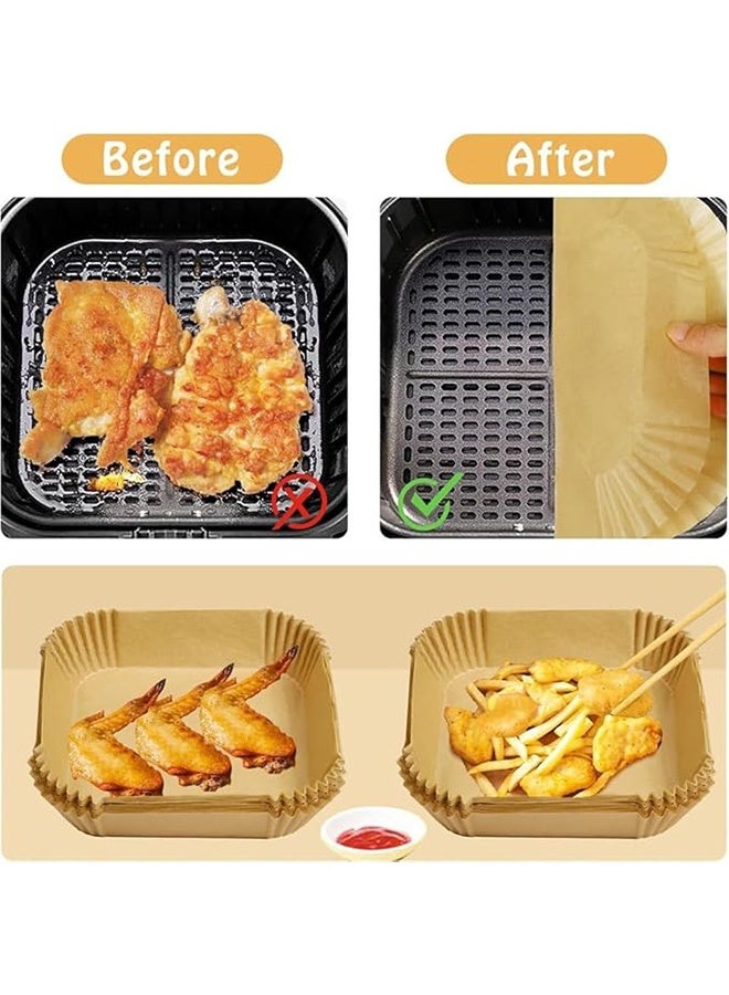 KANGLI Large 7.9 Inch 150 Pcs Air Fryer Disposable Paper Liners, Square Parchment Paper Liner for 5-8QT Air Fryer, Water-proof, Parchment Baking Paper for Baking, Top Wide 9.5in, Bottom Wide 7.9in - Image 2