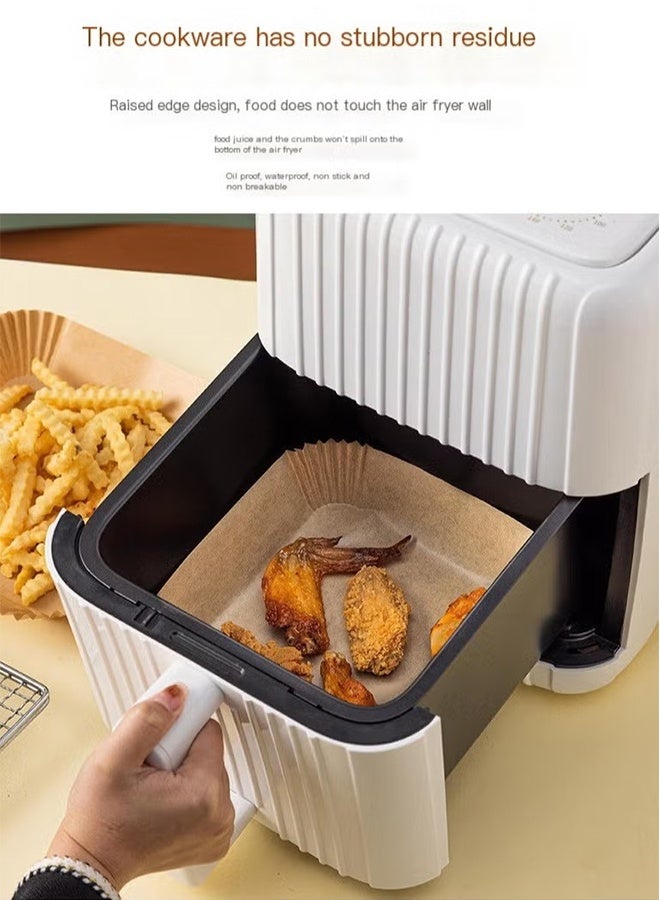 KANGLI Large 7.9 Inch 150 Pcs Air Fryer Disposable Paper Liners, Square Parchment Paper Liner for 5-8QT Air Fryer, Water-proof, Parchment Baking Paper for Baking, Top Wide 9.5in, Bottom Wide 7.9in - Image 3