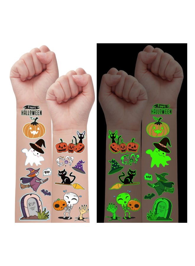 Partywind 10 Sheets Luminous Halloween Temporary Tattoos for Kids Glow Halloween Decorations Birthday Party Favors Supplies Halloween Fake Tattoos Goodie Bag Fillers Games Accessories for Party - Image 3