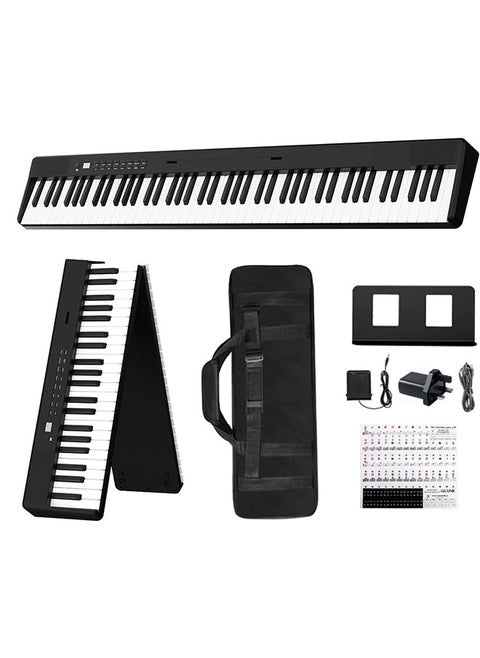 Keyboard Piano,88 Keys Keyboard Piano Portable Digital Piano with LCD Display Built-in Speakers Rechargeable Battery BT Connectivity