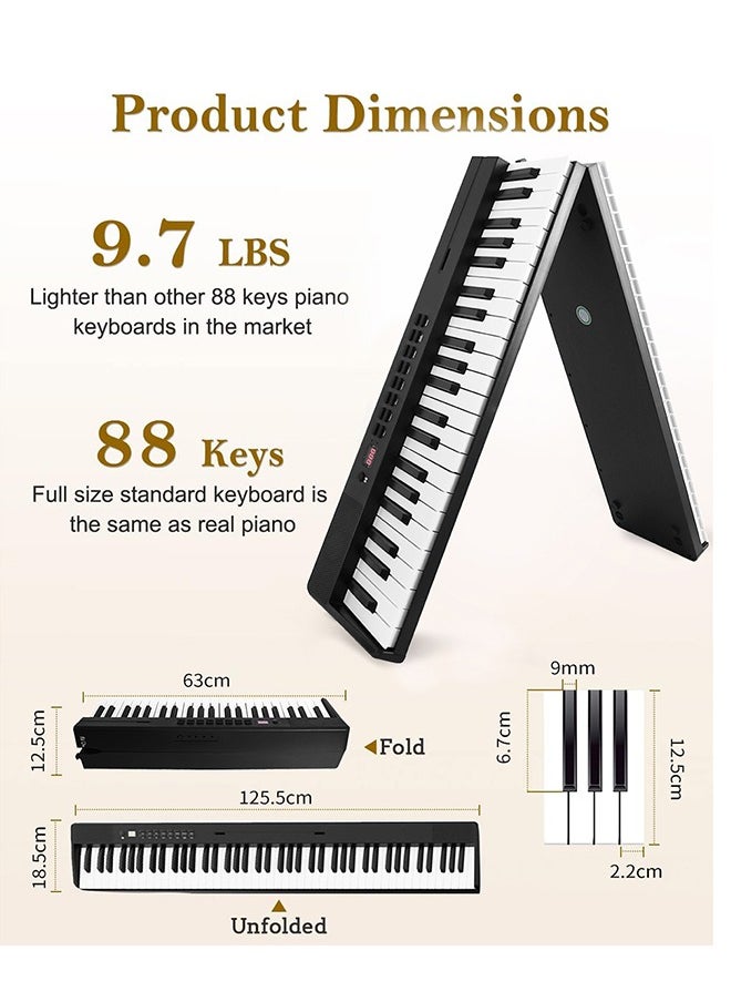 Jidyous - Keyboard Piano,88 Keys Keyboard Piano Portable Digital Piano with LCD Display Built-in Speakers Rechargeable Battery BT Connectivity - Image 1
