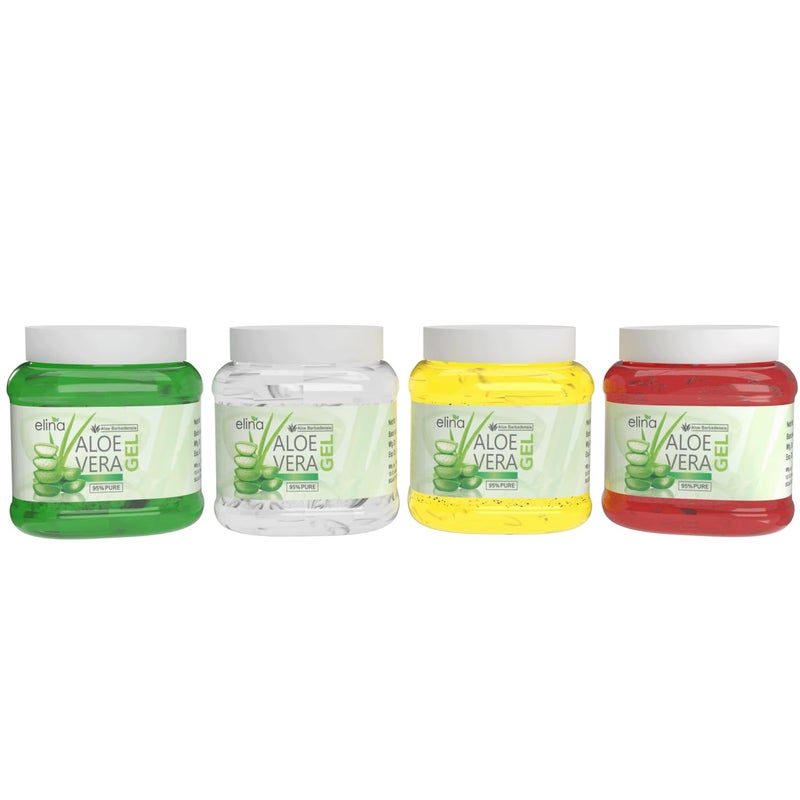 Elina Multi Purpose TransperantCucumberVitamin E BeadsRose Aloe Vera Gel Skin CareHair Care Moisturizing Brightening Women Men Combo Pack of 4 2kg - Image 1