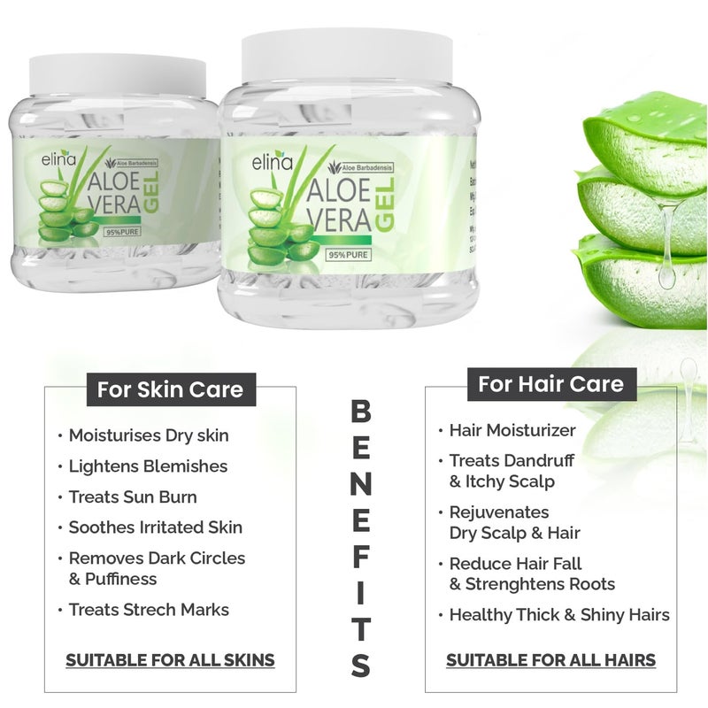 Elina Multi Purpose TransperantCucumberVitamin E BeadsRose Aloe Vera Gel Skin CareHair Care Moisturizing Brightening Women Men Combo Pack of 4 2kg - Image 2