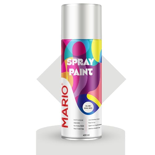 Mario Spray Paint – RAL 9003 White (400ml) | Pure White Spray Paint for Cars, Bikes, Walls, Metal & Wood | Glossy Finish - Image 1