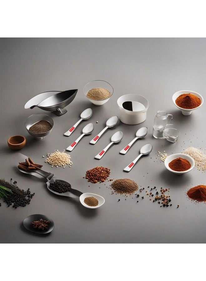 HAZEL Stainless Steel Masala Spoons for Small Containers Mini Spoon for Masala Dabba Spices Spoons, Set of 6, 8.8 Cm - Image 1