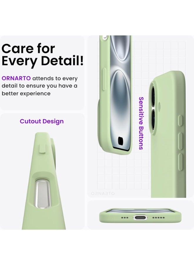 أكاليكس جراب سيليكون متوافق مع iPhone 17، جراب هاتف سيليكون سائل رفيع مع مصد مطاطي ناعم مقاوم للصدمات مكون من 3 طبقات مع بطانة من مادة TPU (ماتشا) - Image 4