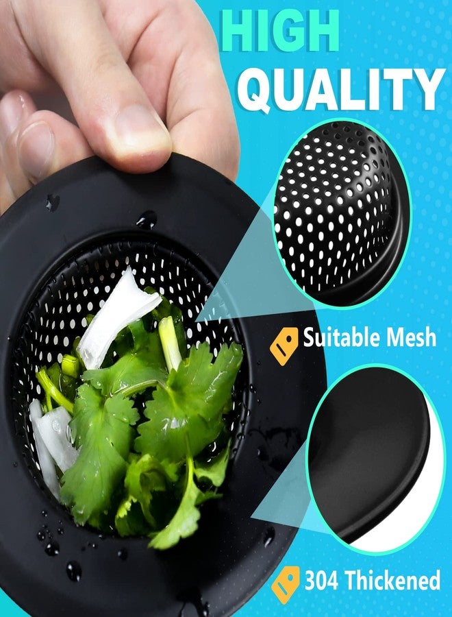 SYIPO Sink Drain Strainer, 2 PCS Kitchen Sink Strainer - Upgraded Large Wide Rim 4.5" Diameter Stainless Sink Strainers for Kitchen Sinks, Suitable for Most Sink Drains, Anti Clogging - Regular Black - Image 3