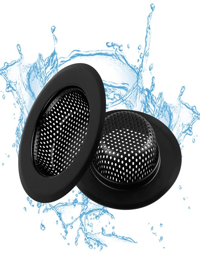 SYIPO Sink Drain Strainer, 2 PCS Kitchen Sink Strainer - Upgraded Large Wide Rim 4.5" Diameter Stainless Sink Strainers for Kitchen Sinks, Suitable for Most Sink Drains, Anti Clogging - Regular Black - Image 1