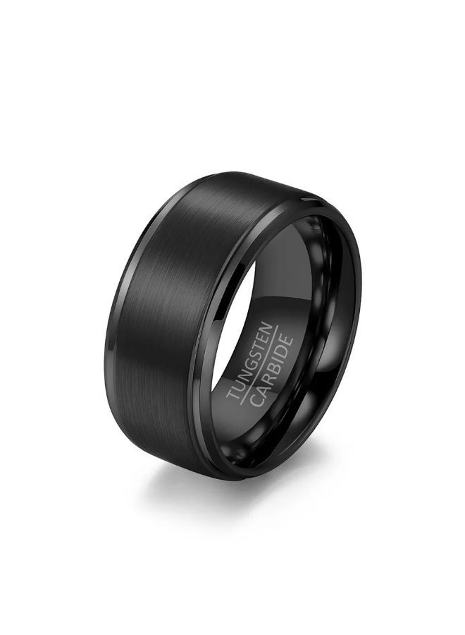 LAST TOUCH Men’s 10mm Black Tungsten Carbide Band - Image 1