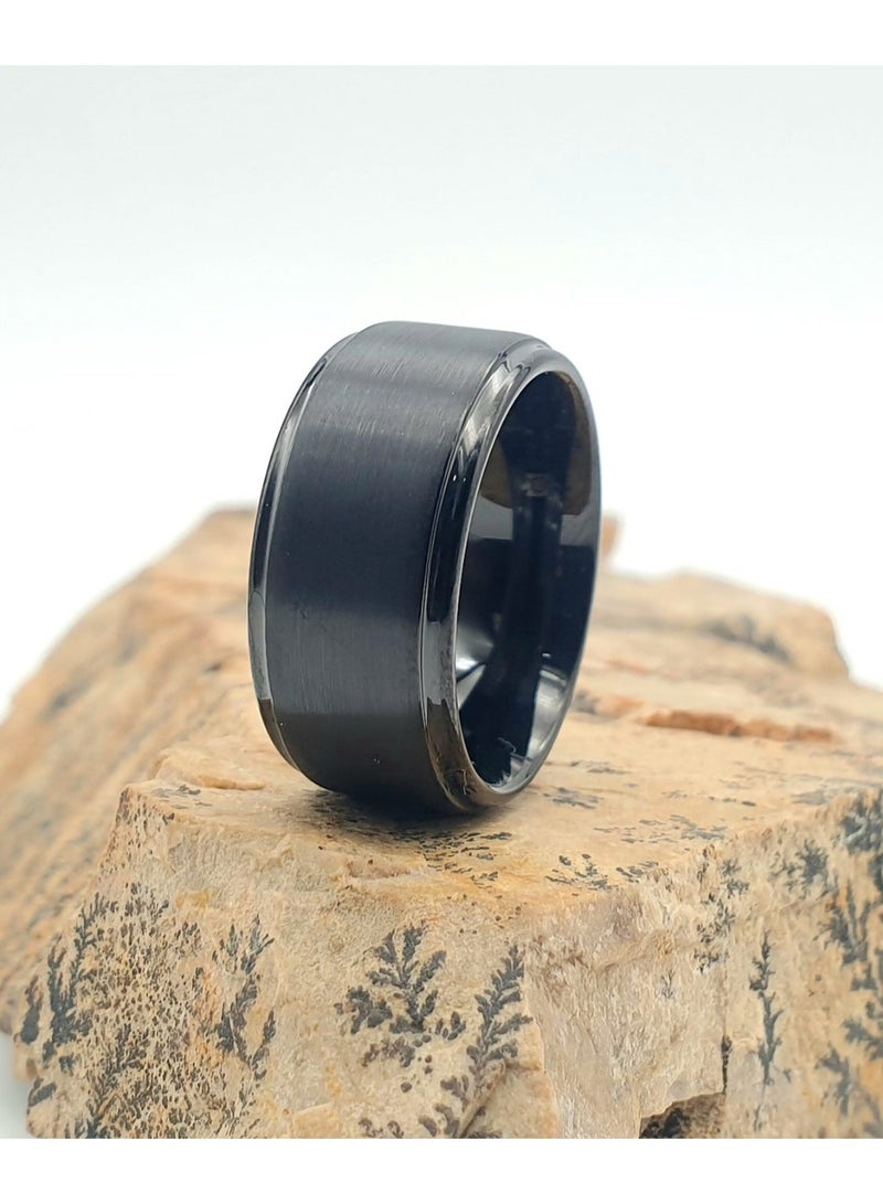 LAST TOUCH Men’s 10mm Black Tungsten Carbide Band - Image 3