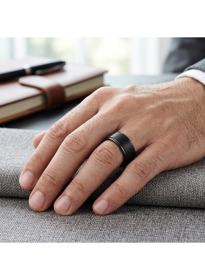 LAST TOUCH Men’s 10mm Black Tungsten Carbide Band - Image 4