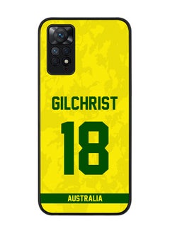 Rugged Black Edge Case for Redmi Note 11 4G / Redmi Note 11S, Slim fit Soft Case Flexible thin Cover - Player Name - Adam Gilchrist, Jersey Number- 18