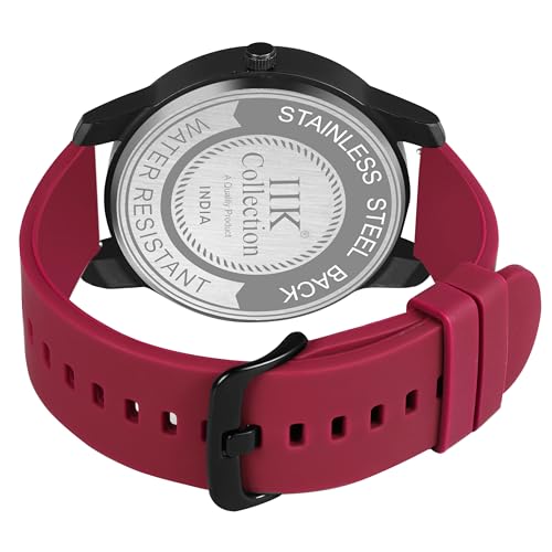 IIK COLLECTION Watches For Men Round NumericalBlck & Red Dial Men Watch With Silicon Strap Long Battery Life Stainless Steel With Adjustable Flexible Silicon Strap Watches For Boys - Analogue - Image 4