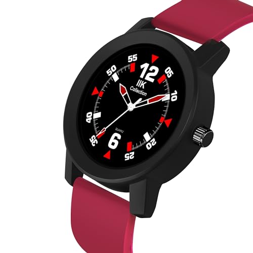 IIK COLLECTION Watches For Men Round NumericalBlck & Red Dial Men Watch With Silicon Strap Long Battery Life Stainless Steel With Adjustable Flexible Silicon Strap Watches For Boys - Analogue - Image 3