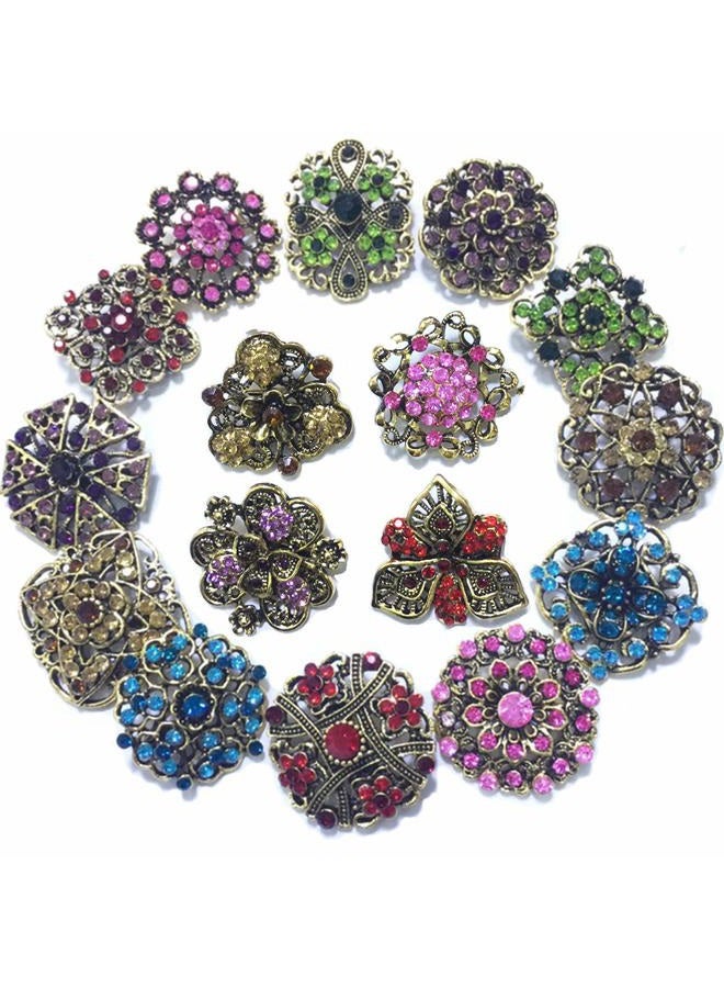 Ezing Lot 24pc Shining Rhinestone Crystal Brooches Pins DIY Wedding Bouquet Kit - Image 2