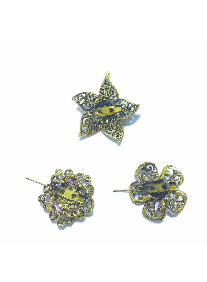 Ezing Lot 24pc Shining Rhinestone Crystal Brooches Pins DIY Wedding Bouquet Kit - Image 3